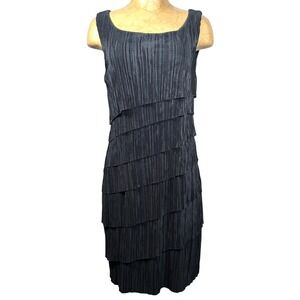 Black Pleated Tiered Sleeveless Sheath Dress Size 10 Flapper Wedding Guest 20s